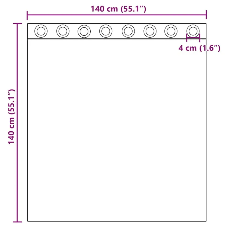 Voile užuolaidos su įvorėmis, 2vnt., violetinės sp., 140x140cm
