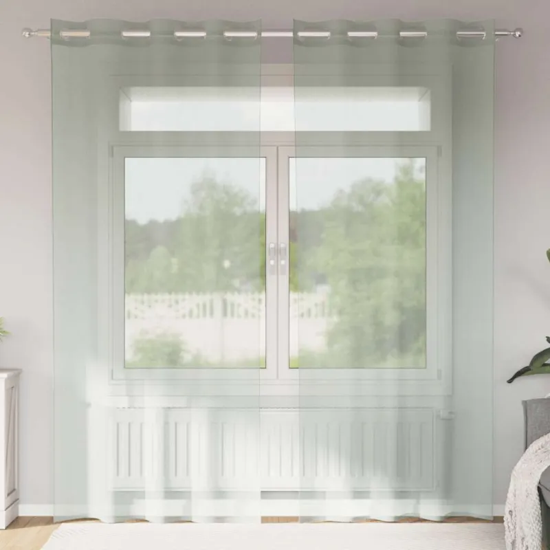 Voile užuolaidos su įvorėmis, 2vnt., šviesiai pilkas, 140x225cm