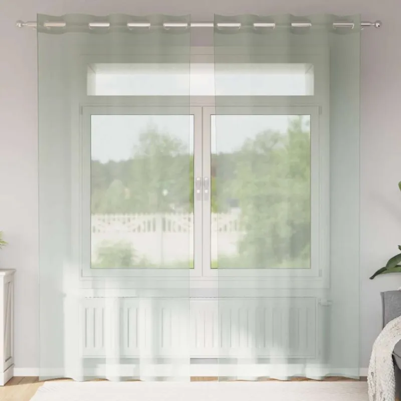 Voile užuolaidos su įvorėmis, 2vnt., šviesiai pilkas, 140x245cm