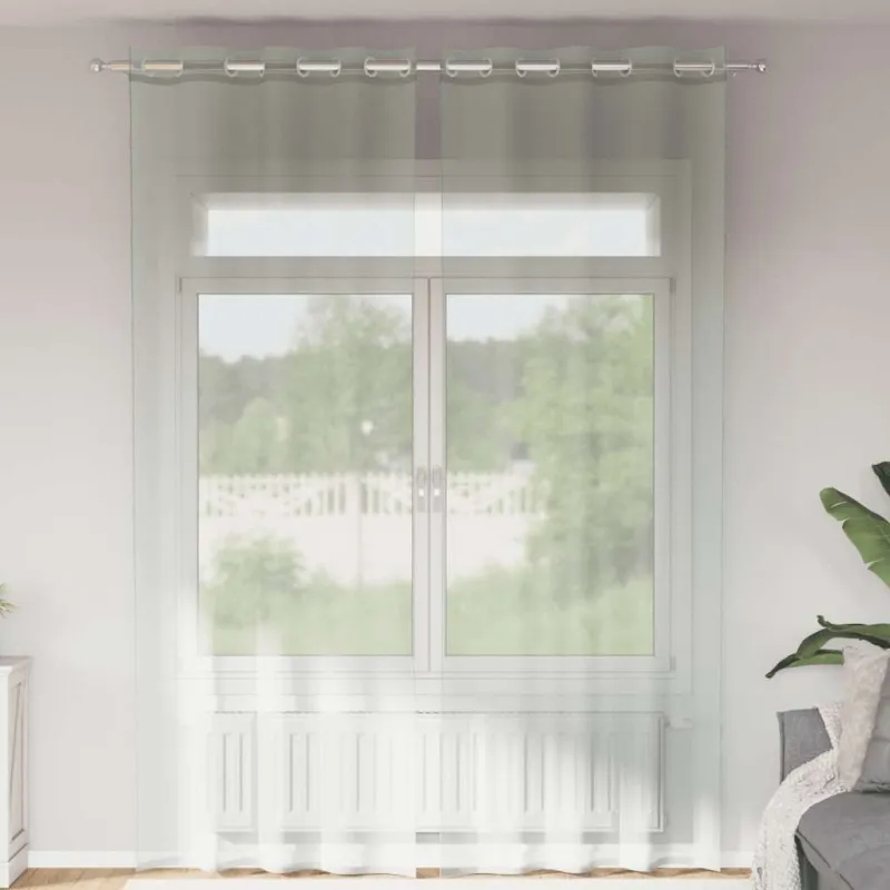 Voile užuolaidos su įvorėmis, 2vnt., šviesiai pilkas, 140x260cm