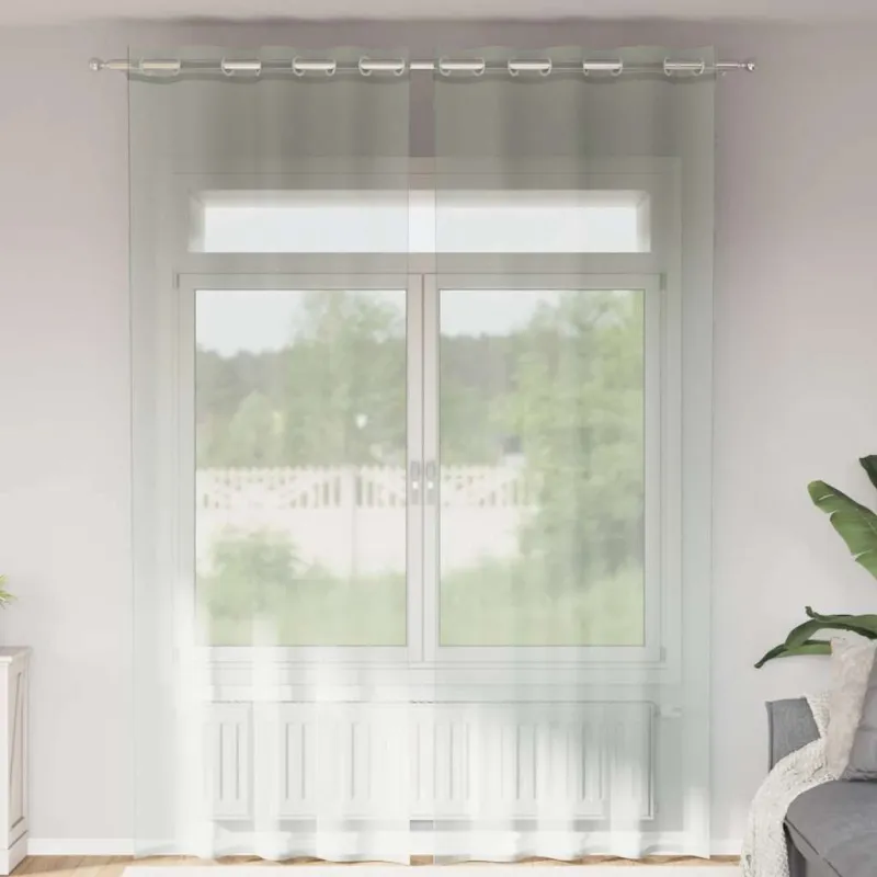 Voile užuolaidos su įvorėmis, 2vnt., šviesiai pilkas, 140x300cm