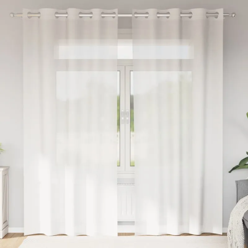 Voile užuolaidos su įvorėmis, 2vnt., baltos spalvos