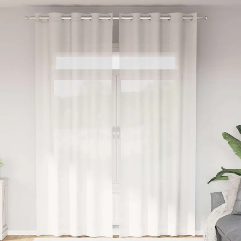 Voile užuolaidos su įvorėmis, 2vnt., baltos spalvos
