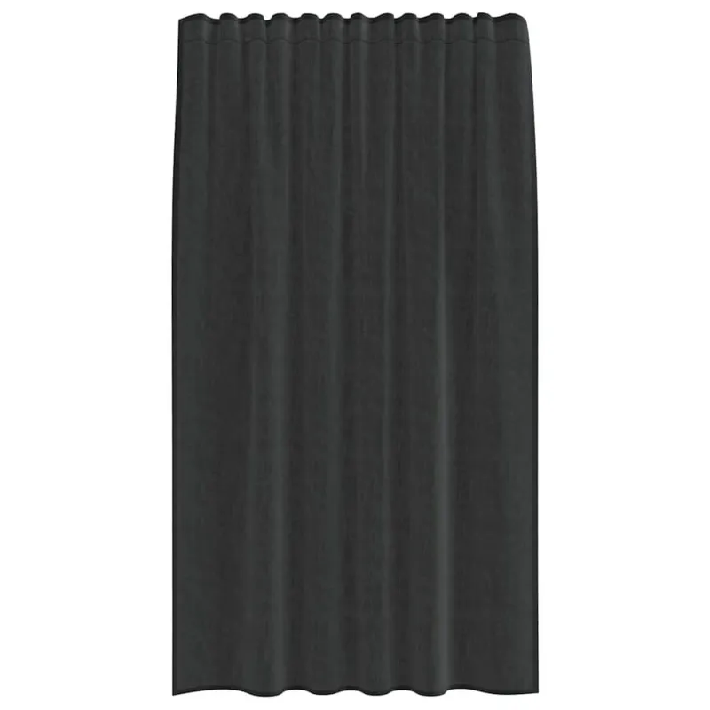 Voile užuolaidos su strypų kišenėmis, 2vnt., juodos spalvos