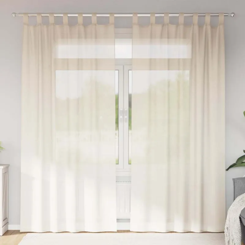 Voile užuolaidos su viršutine dalimi, 2vnt., kreminės spalvos