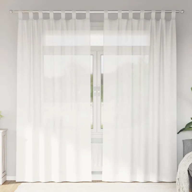 Voile užuolaidos su kilpomis, 2vnt., baltos spalvos, 140x225cm