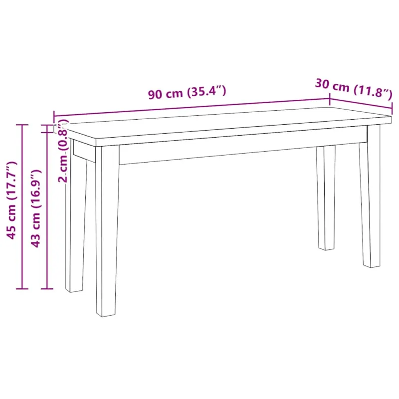 Suoliukas 90 cm Medžio masyvo guma