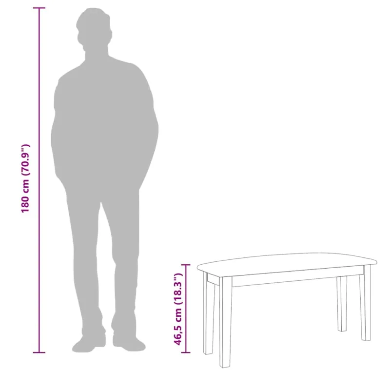 Suoliukas 90 cm Balta medžio masyvo guma