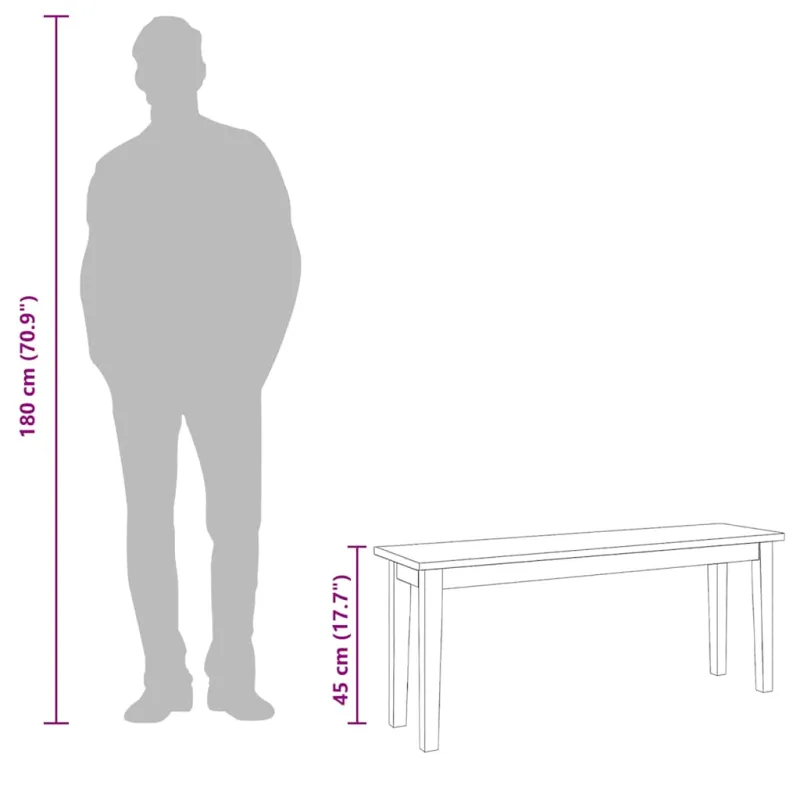 Suoliukas 110 cm Medžio masyvo guma