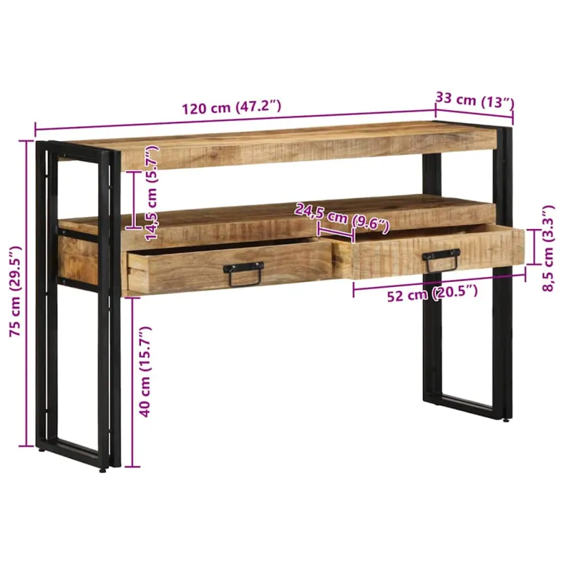 Konsolinis stalas Ruda 120 x 33 x 75 cm Kietas mango medis