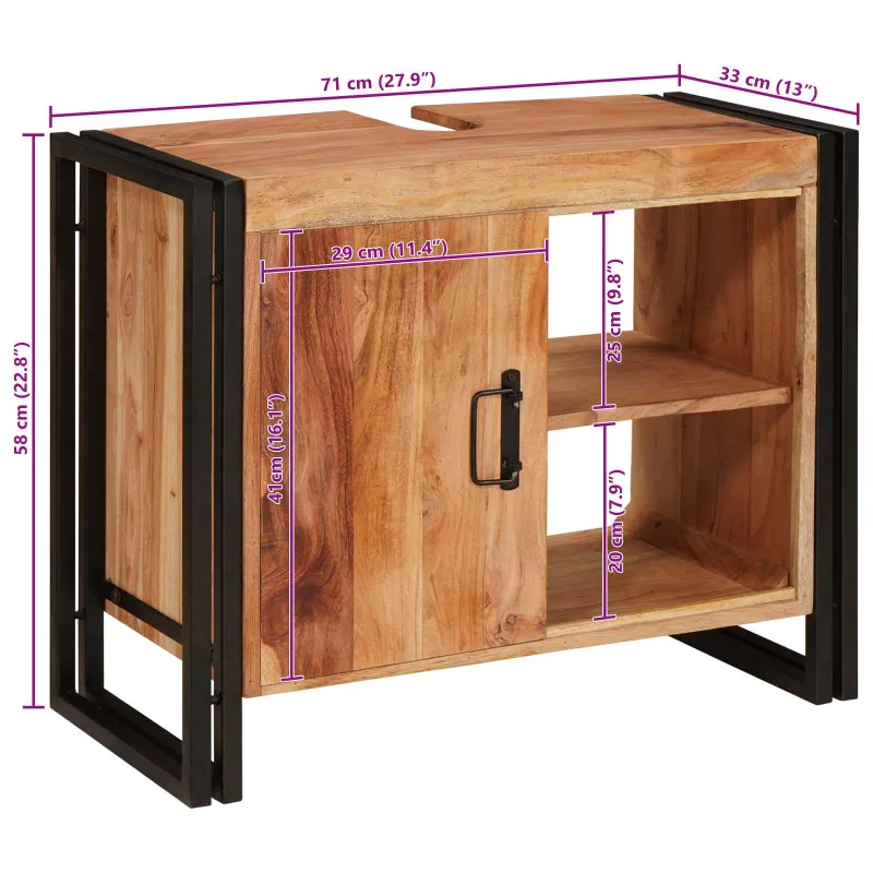 Praustuvo spintelė Ruda 71 x 33 x 58 cm Kietos akacijos mediena