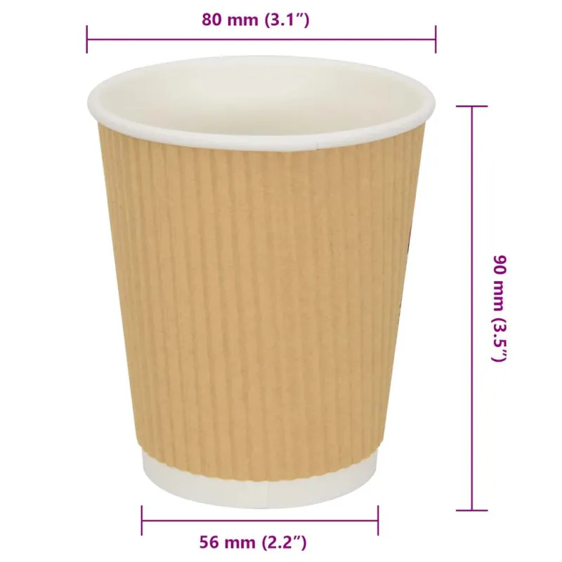 Popieriniai kavos puodeliai 500 vnt 8oz 200ml Ruda