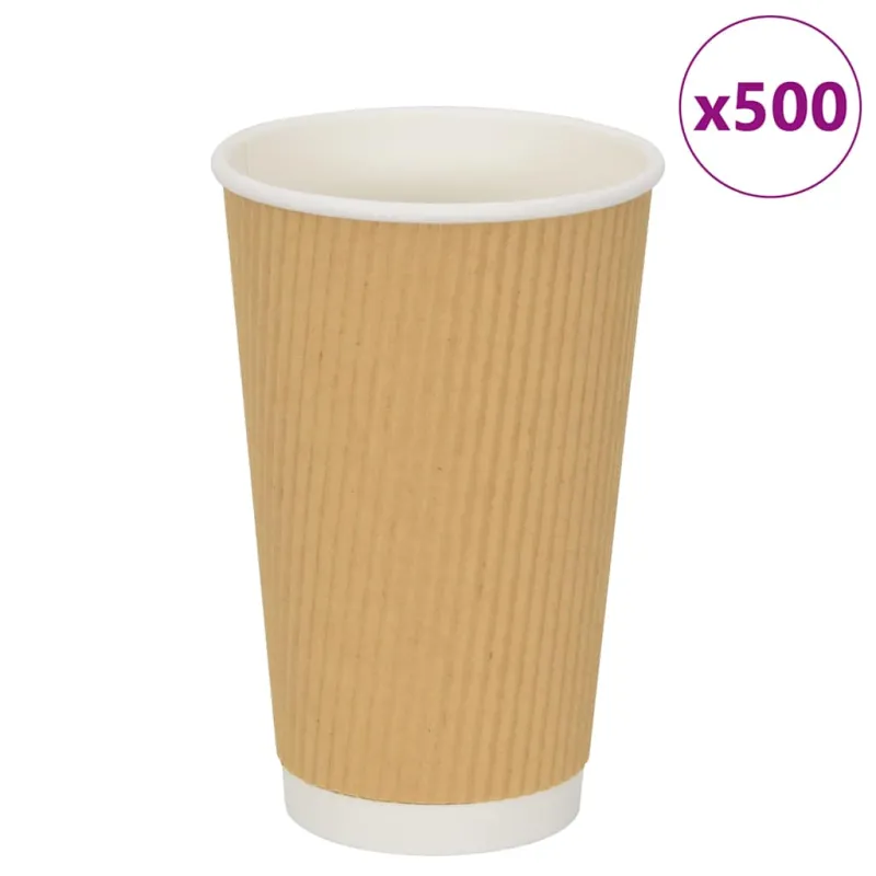 Popieriniai kavos puodeliai, 500vnt., 16oz, 400ml, ruda