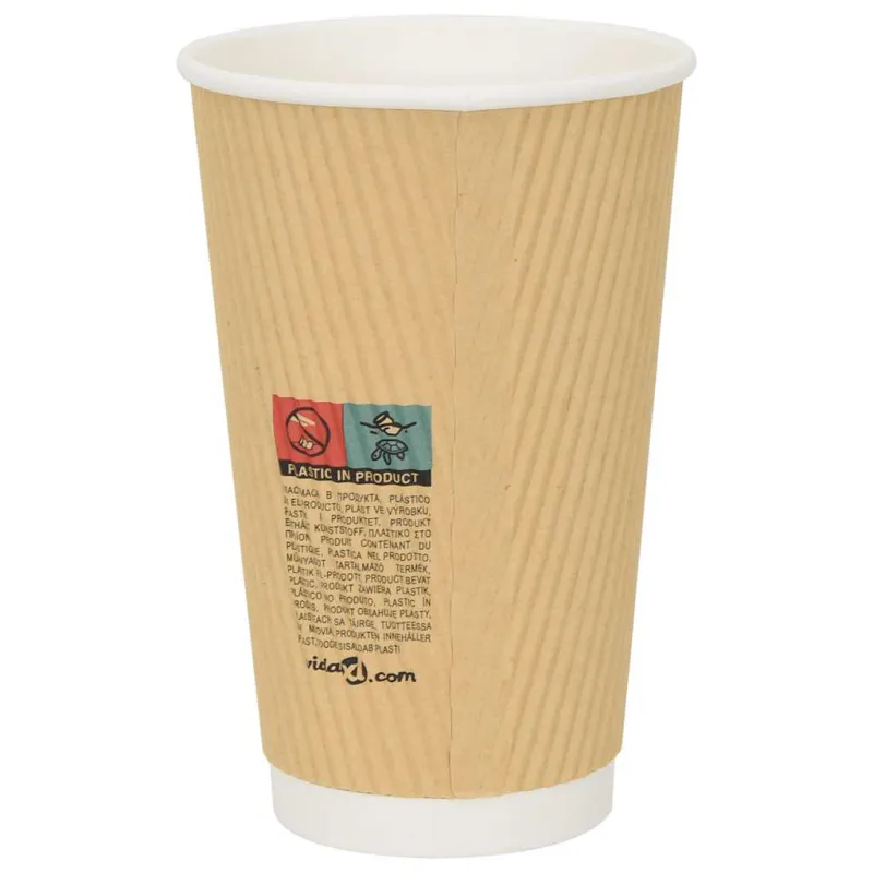 Popieriniai kavos puodeliai, 500vnt., 16oz, 400ml, ruda