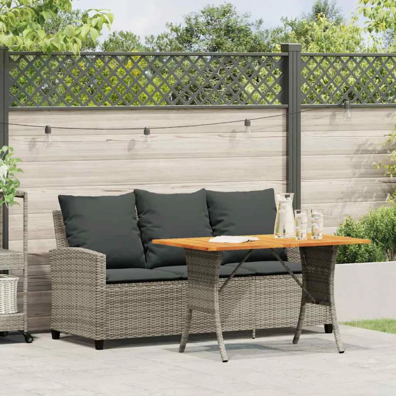Trivietė sodo sofa su pagalvėlėmis ir staliuku, pilkos spalvos