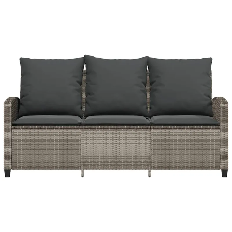 Trivietė sodo sofa su pagalvėlėmis ir staliuku, pilkos spalvos