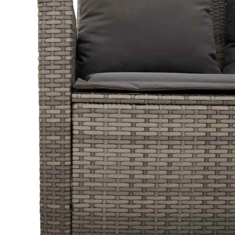 Trivietė sodo sofa su pagalvėlėmis ir staliuku, pilkos spalvos