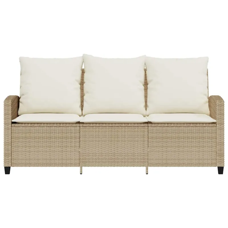Trivietė sodo sofa su staliuku ir pagalvėlėmis, smėlio spalvos