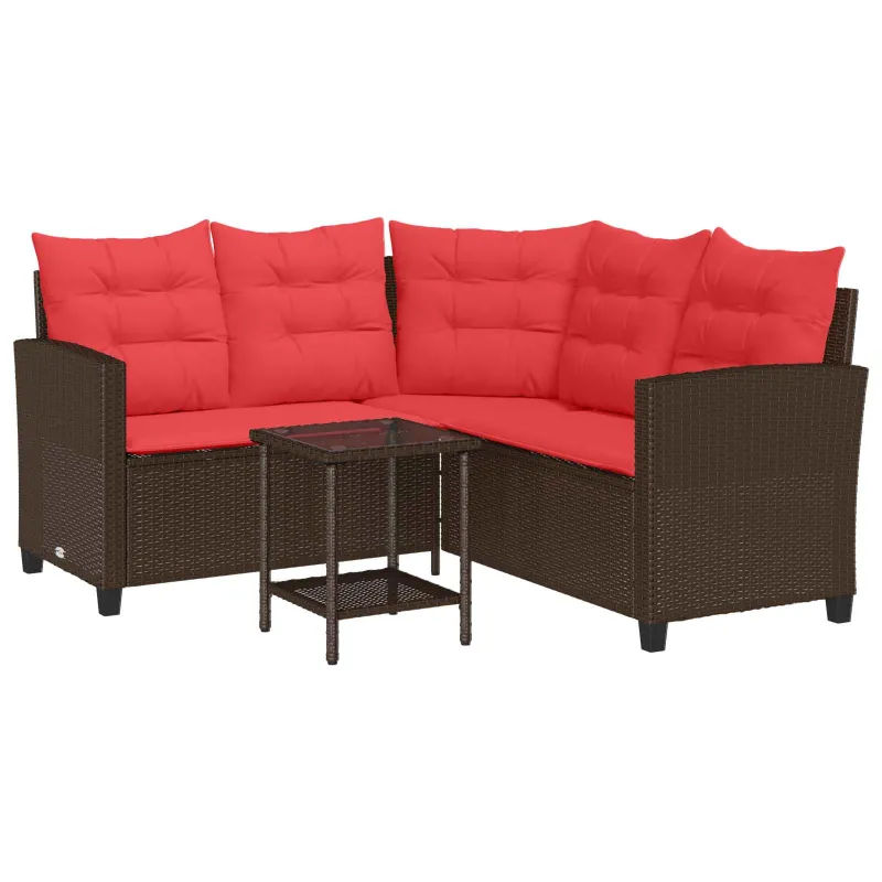 Lauko sofos komplektas 2 pcs Ruda ir raudona poliratanas