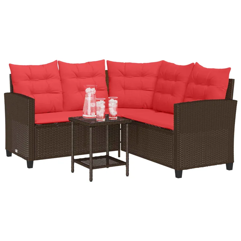 Lauko sofos komplektas 2 pcs Ruda ir raudona poliratanas