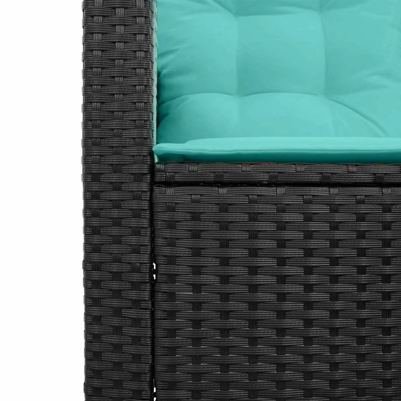 Sodo sofa su pagalve 2 pcs Juoda ir turkio Poli ratanas