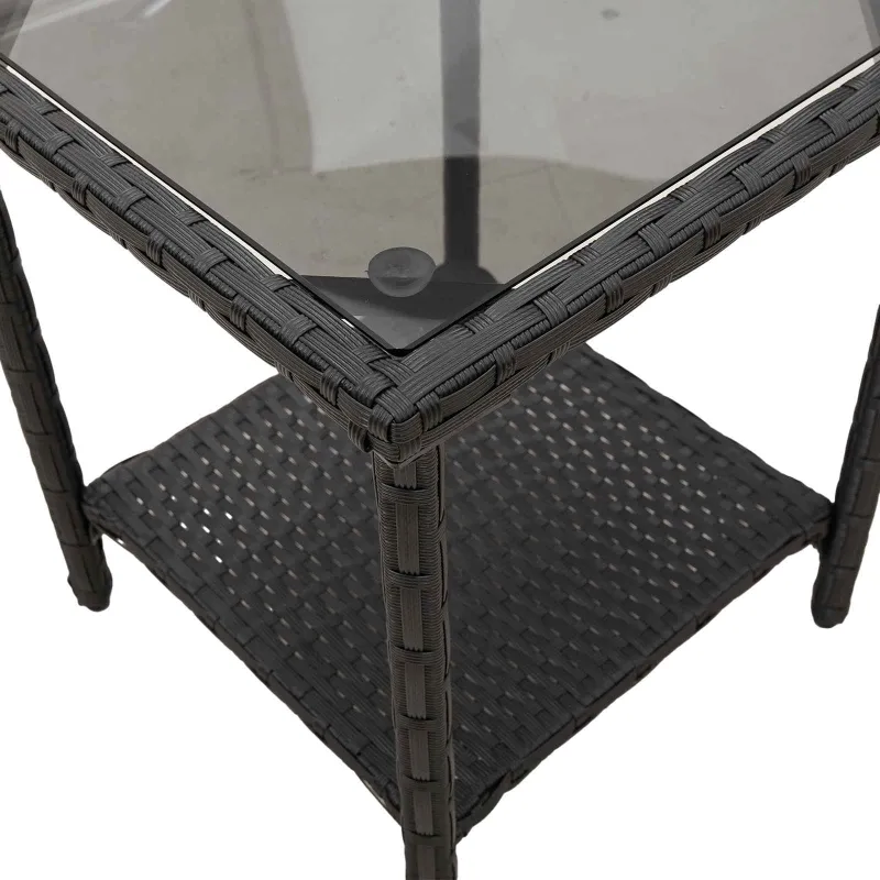 Sodo sofa su pagalve 2 pcs Juoda ir turkio Poli ratanas