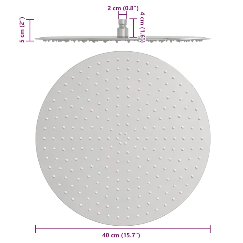 Lietaus dušo galvutė, 40cm, nerūdijantis plienas 304, apskrita