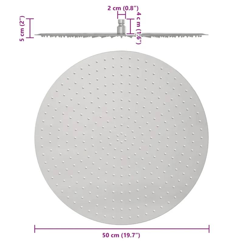 Lietaus dušo galvutė, 50cm, nerūdijantis plienas 304, apskrita