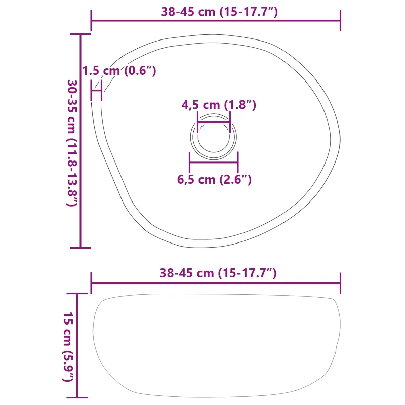 Upių akmens baseinas Šviesiai pilka 45 x 35 x 15 cm Upės Akmuo