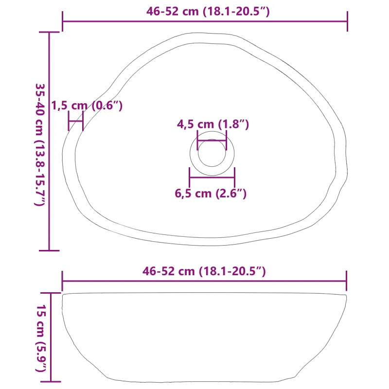 Upių akmens baseinas Šviesiai pilka 52 x 40 x 15 cm Upės Akmuo