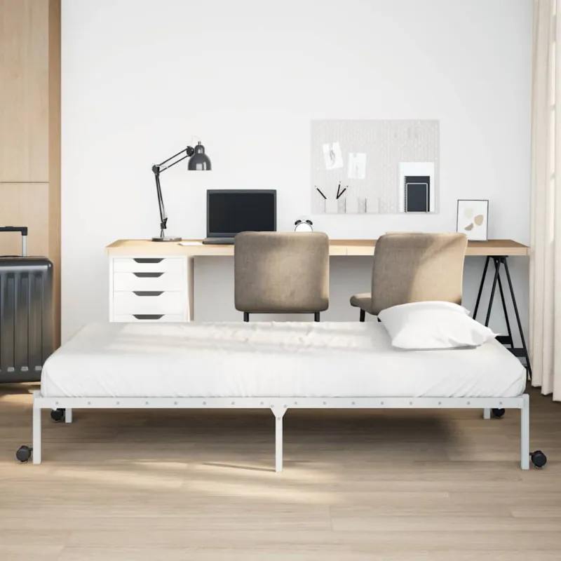 Lovos rėmas be čiužinio Sulankstomas baltas 75x190 cm Plienas