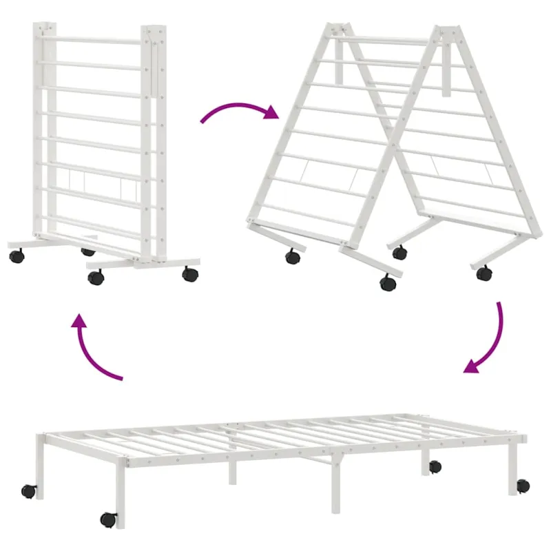 Lovos rėmas be čiužinio Sulankstomas baltas 75x190 cm Plienas