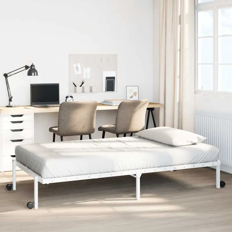 Lovos rėmas be čiužinio Sulankstomas baltas 90x190 cm Plieninis