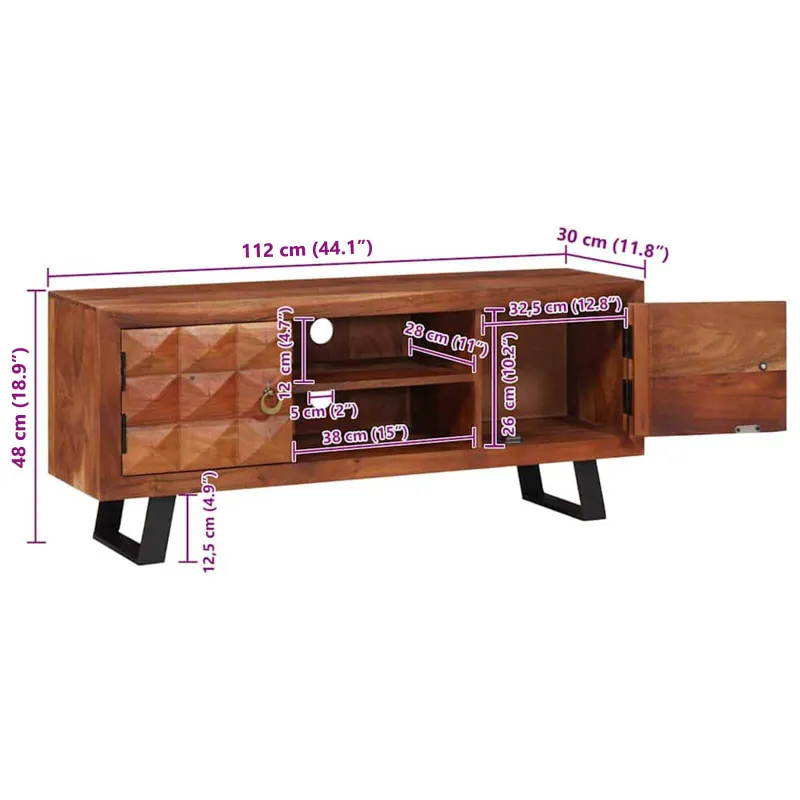 Televizoriaus spintelė su lentyna honey brown 112 x 30 x 48 cm