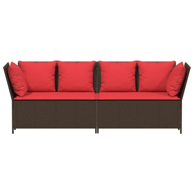 sodo sofa su pagalvėlėmis, ruda, poliratanas