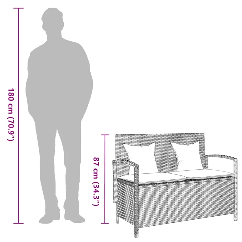 sodo laikymo suolas su pagalvėlėmis pilka poliratanas