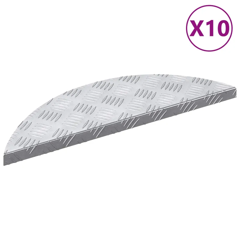 Laiptų danga 10 pcs Sidabro 60 x 18 x 2,5 cm Aliuminis
