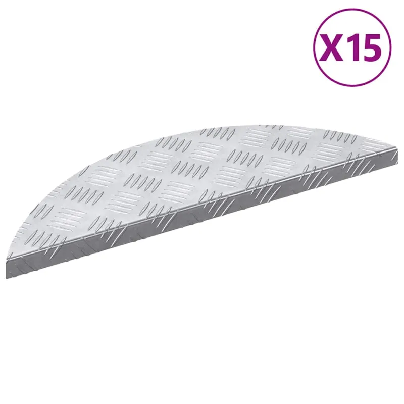Laiptų danga 15 pcs Sidabro 60 x 18 x 2,5 cm Aliuminis
