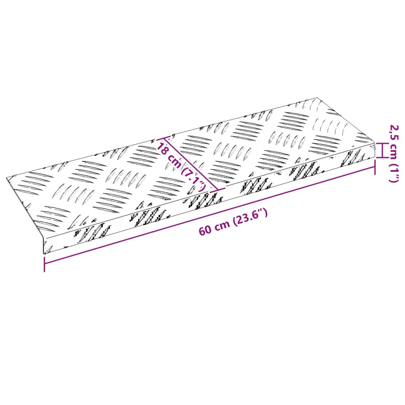 Laiptų danga 5 pcs Sidabro 60 x 18 x 2,5 cm Aliuminis