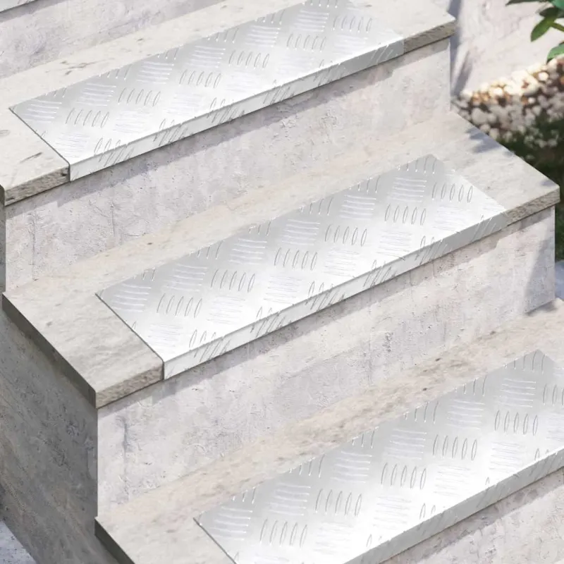 Laiptų danga 10 pcs Sidabro 60 x 18 x 2,5 cm Aliuminis