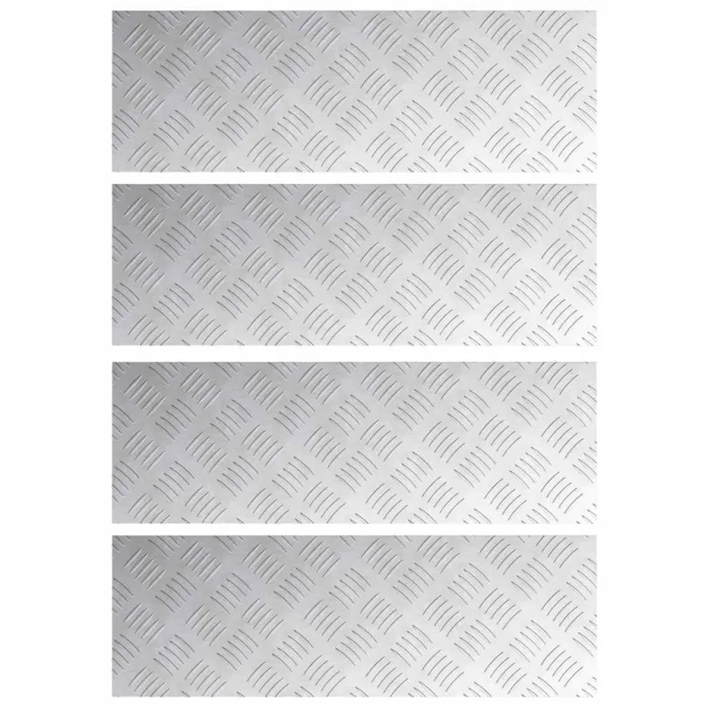 Laiptų danga Stačiakampio 4 pcs Sidabro 60 x 20 cm Aliuminis