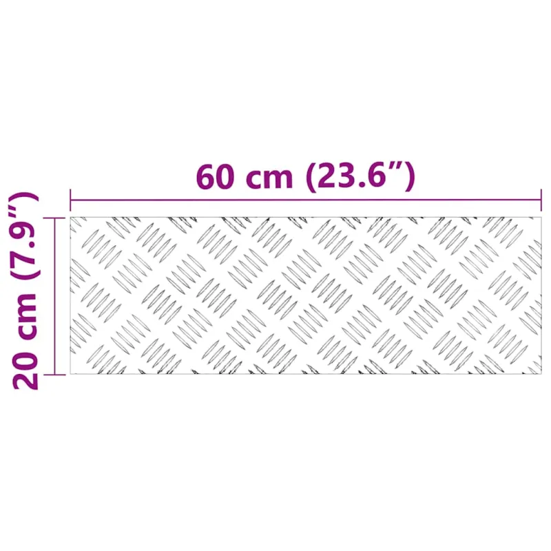 Laiptų danga Stačiakampio 2 pcs Sidabro 60 x 20 cm Aliuminis