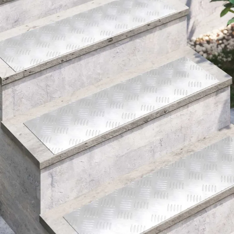 Laiptų danga Stačiakampio 4 pcs Sidabro 70 x 20 cm Aliuminis
