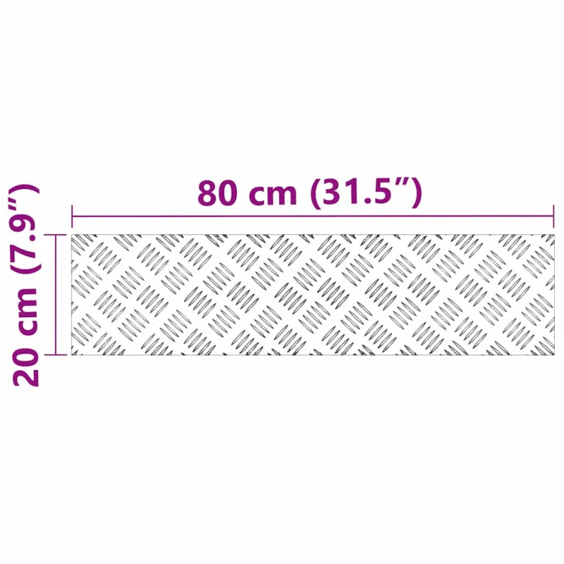 Laiptų danga Stačiakampio 2 pcs Sidabro 80 x 20 cm Aliuminis