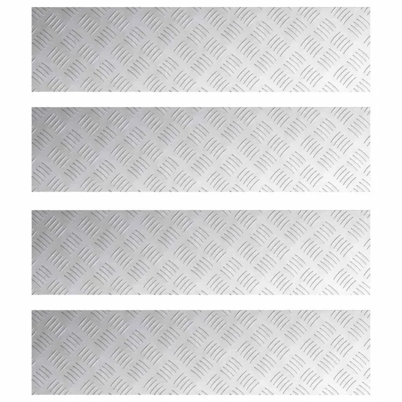 Laiptų danga Stačiakampio 4 pcs Sidabro 80 x 20 cm Aliuminis