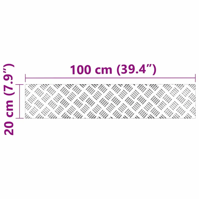 Laiptų danga Stačiakampio 2 pcs Sidabro 100 x 20 cm Aliuminis