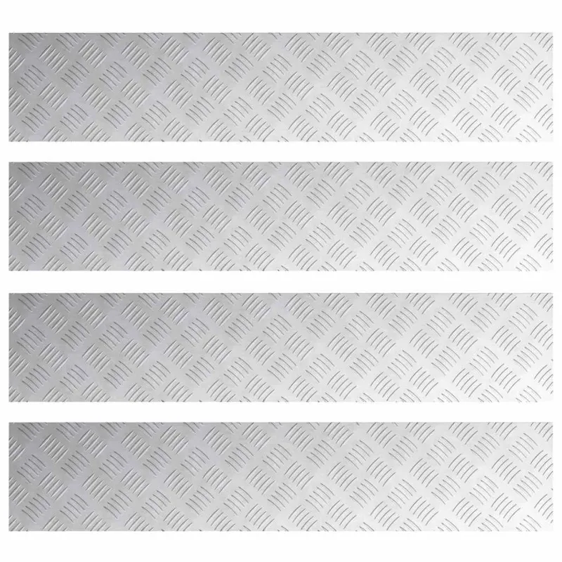 Laiptų danga Stačiakampio 4 pcs Sidabro 100 x 20 cm Aliuminis