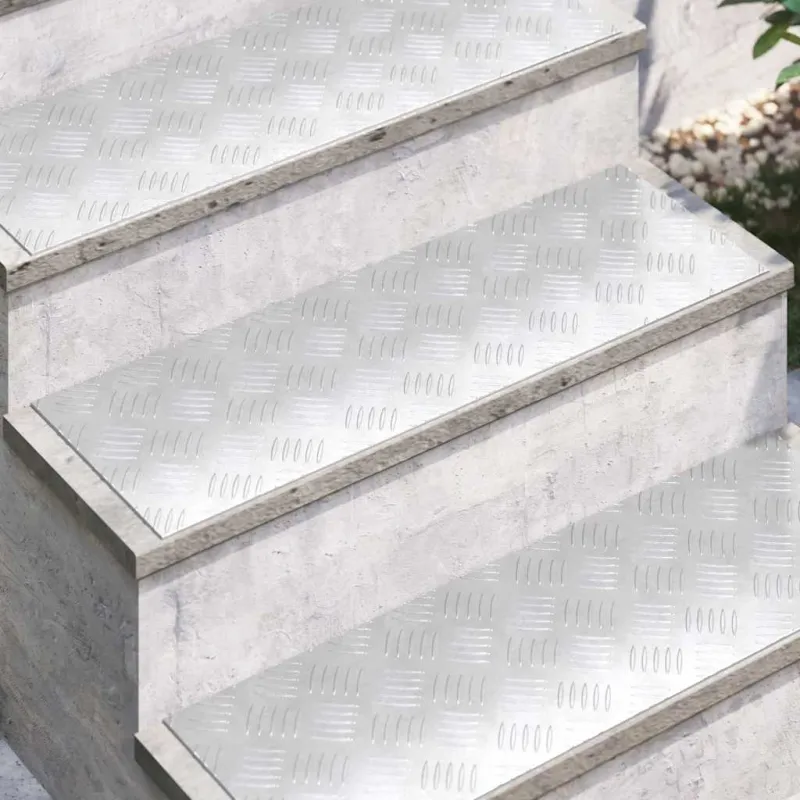 Laiptų danga Stačiakampio 4 pcs Sidabro 75 x 25 cm Aliuminis