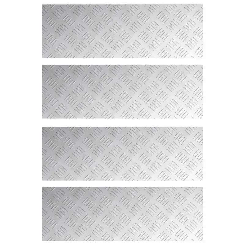Laiptų danga Stačiakampio 4 pcs Sidabro 75 x 25 cm Aliuminis