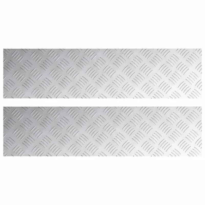 Laiptų danga Stačiakampio 2 pcs Sidabro 100 x 25 cm Aliuminis